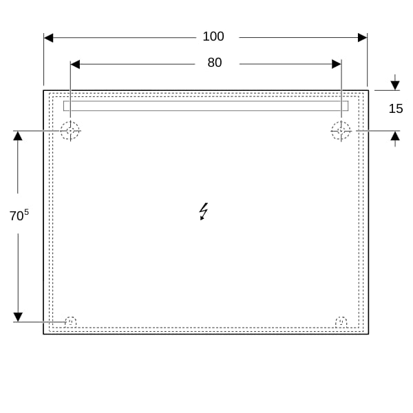 Geberit Option Basic Lichtspiegel, eckig Beleuchtung oben, 120x90x3cm, alu. elox