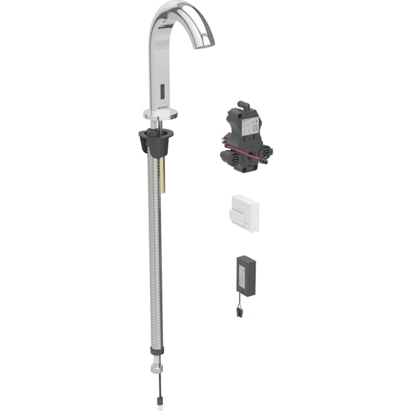 Geberit Piave WT-Arm., Standmontage, Batterie für UP-Funkt.Box, m.Misch., hgl.verchr.