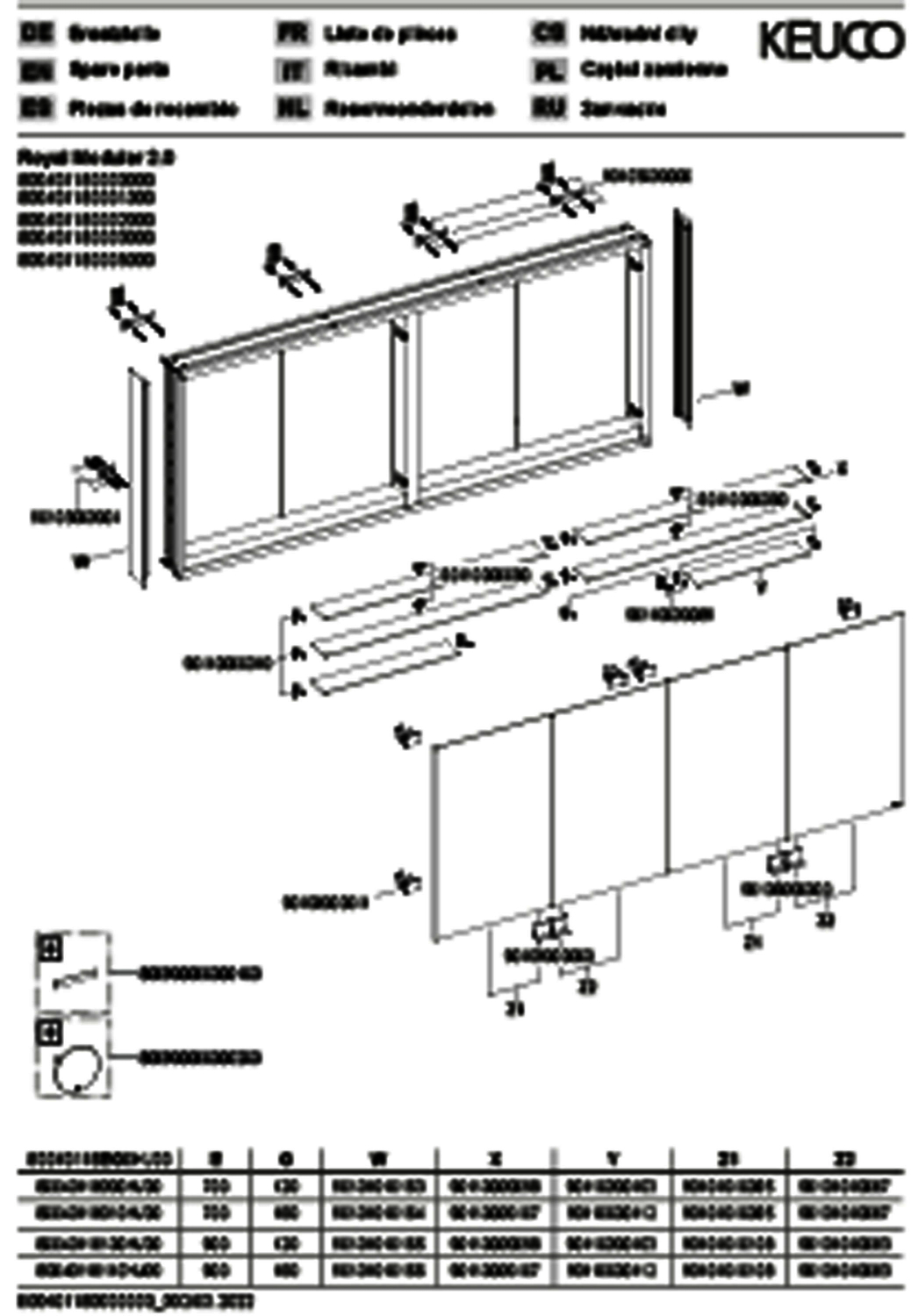 KEUCO Royal Modular 2.0 SPS, unbel. 80040, Vorb,4Steckd,sb-elox,1800x700x160mm