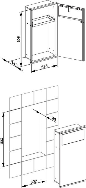 KEUCO Modul WT 1 Plan Integral 44988, verchromt/weiß, links angeschlagen