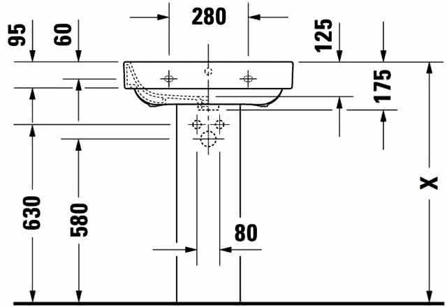 DU Waschtisch Happy D.2 600 mm mit ÜL, mit HLB, 1 HL, weiß