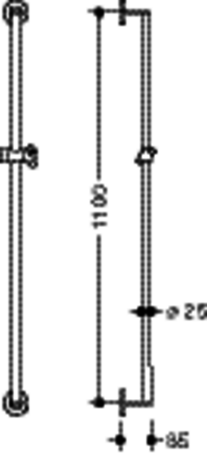 HEWI Brausehalterstange, d:25, L:1100, pulverbeschichtet dgrau tiefmatt