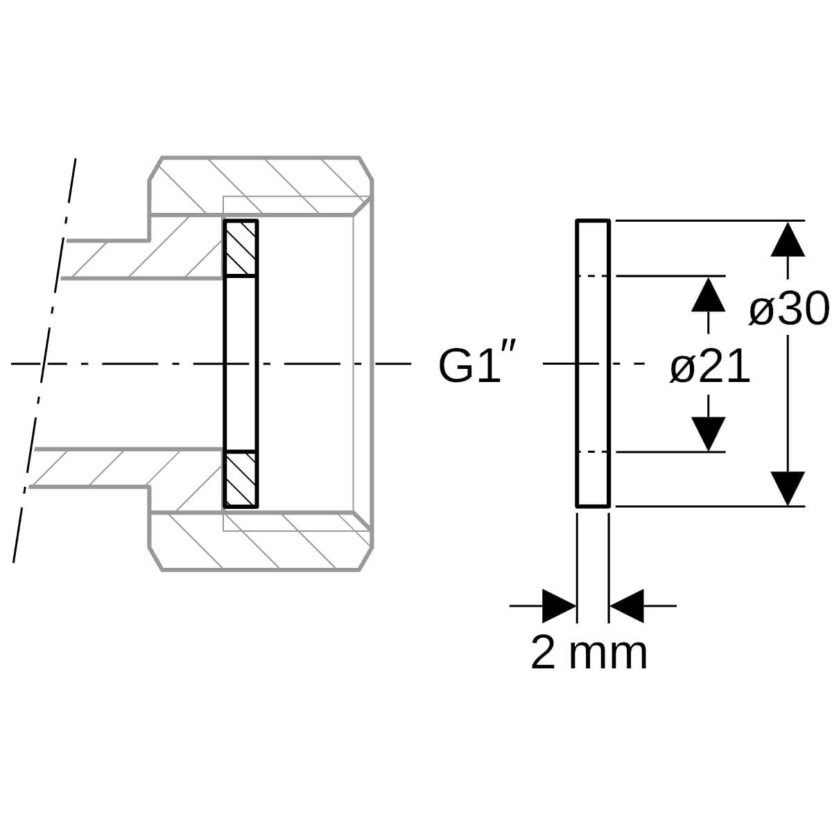 Geberit Flachdichtung FaserVerb.Werkst. d30xdi21.0x2