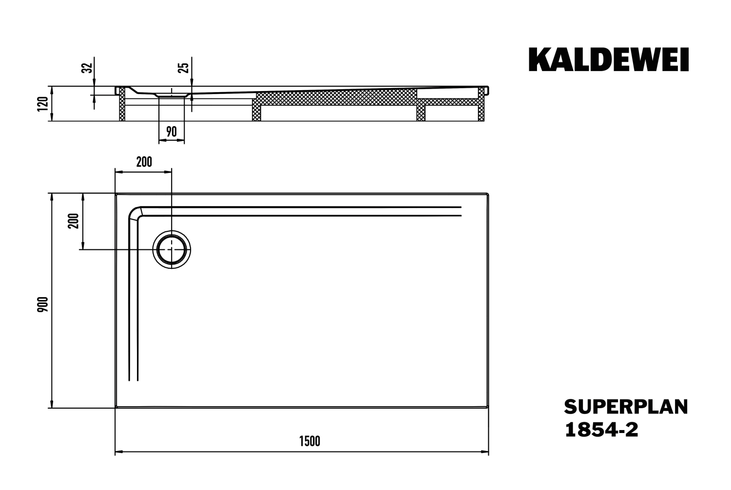 KA DW SUPERPLAN mit Wannenträger Mod. 1854-2,900x1500mm,alpwm,SEC,m. WT