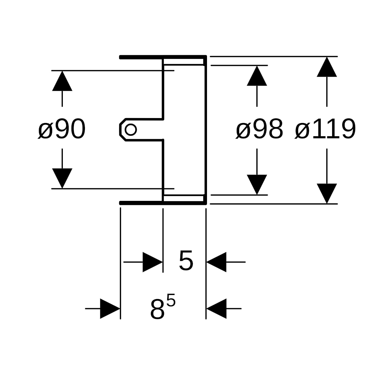 Geberit Rohrschott90 Plus EN d90 L:5cm