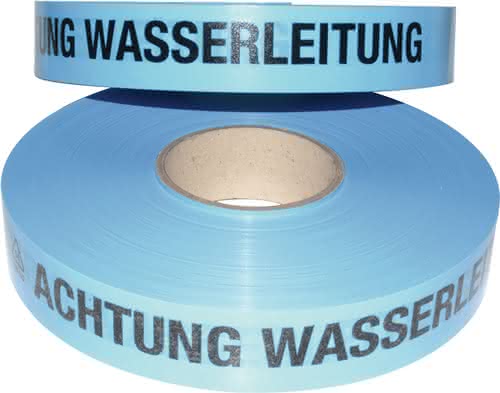 Trassenwarnband Aufdruck Achtung Wasserleitung B.40mm L.250m blau Trassenwarnband Aufdruck Achtung Wasserleitung B.40mm L.250m blau