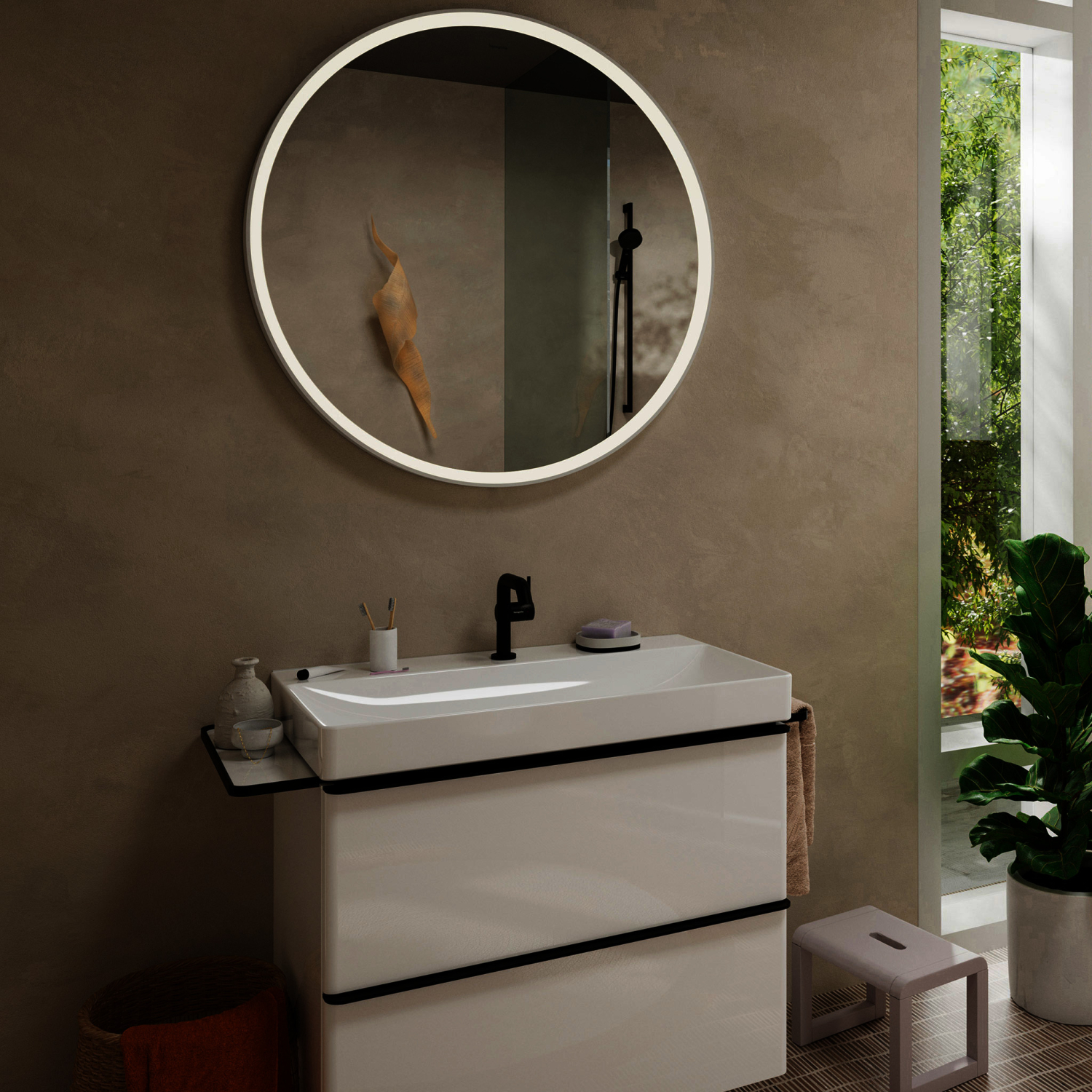 Hansgrohe WTM 110 Tecturis S Fine CoolStart mit Zugstangen-Ablaufgarnitur MSW
