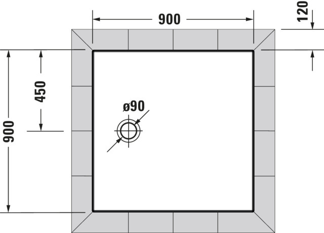 DU Tempano Duschwanne 900x900x40mm Weiß