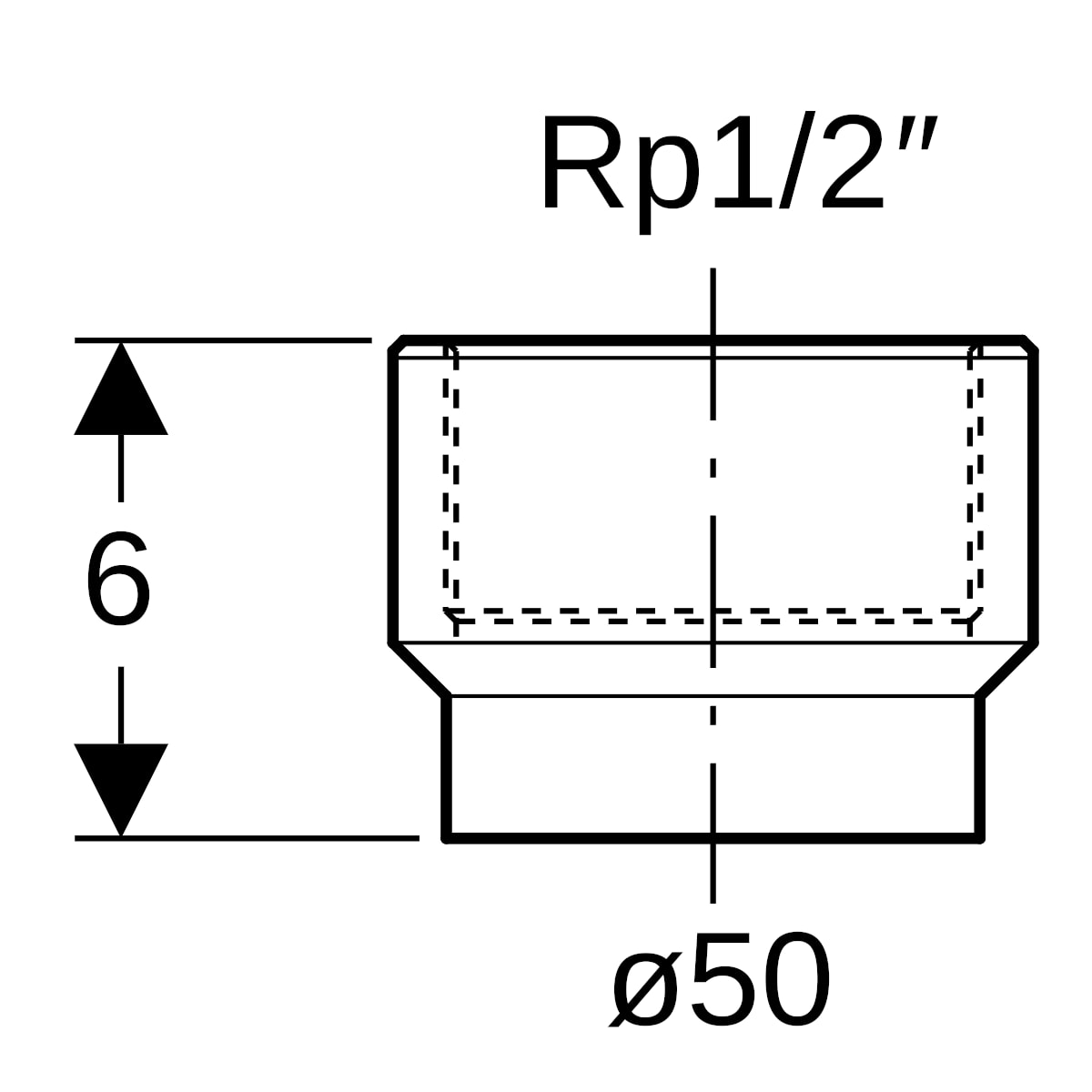 Geberit PE Übergang mit Innengewinde d50 Rp1/2