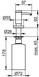 KEUCO Einbau-Seifenspender Plan 14949, mit Pumpe, 500 ml, Aluminium finish