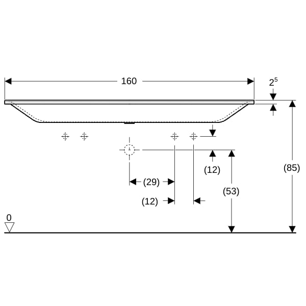 Geberit Xeno2 Möbelwaschtisch, 160x48cm zwei Hl., o. Ül., weiß-alpin