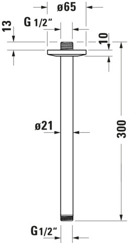 Duravit Brausearm L 300mm, Deckemontage Rosette Rund, Chrom HG