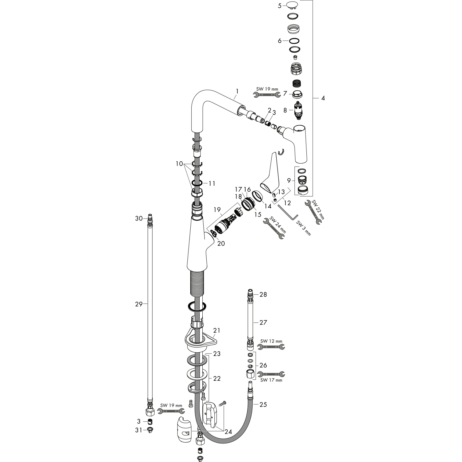 Hansgrohe Spültischmischer 220 Talis Select M51 Ausziehauslauf 1jet edelstahl-optik