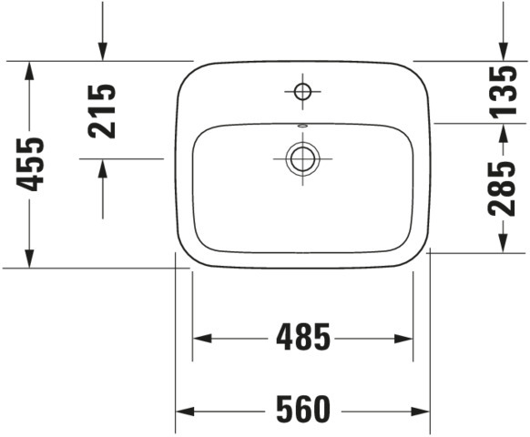 DU Einbauwaschtisch DuraStyle 560 mm EB v.oben, m.ÜL, m.HLB, 1 HL, weiß WG
