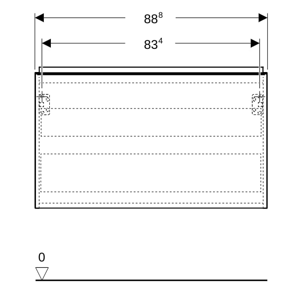 Geberit Acanto US für WT B:90cm, 1 Schubl. 1 i.Schubl., lava matt/Glas lava