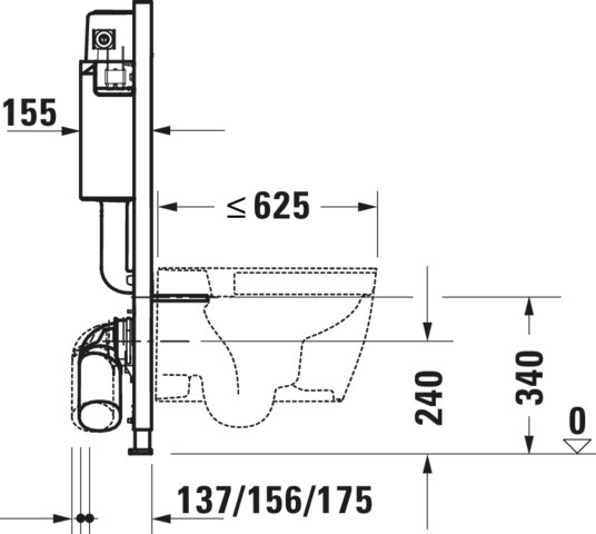 Duravit DuraSyst. für WWC,Basic,Trockenbau Höhe990,Spülbed.mechanisch Vorne/Oben