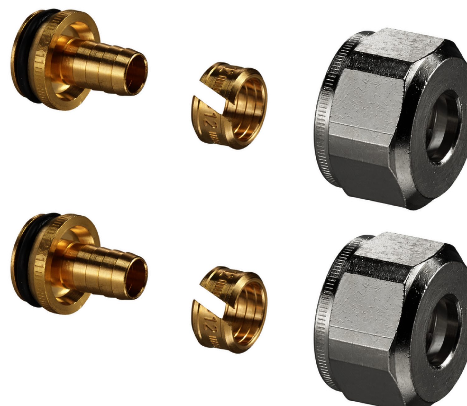 OVENTROP-Klemmringverschraubung "Ofix K" f.AG3/4",12x1.1mm,2fach f.Kunststoffrohr