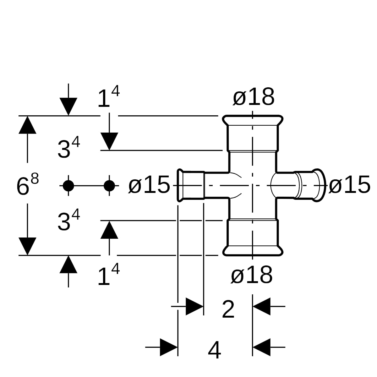 Geberit Mapress C-Stahl Kreuzstück 30Gr d18-15 verzinkt