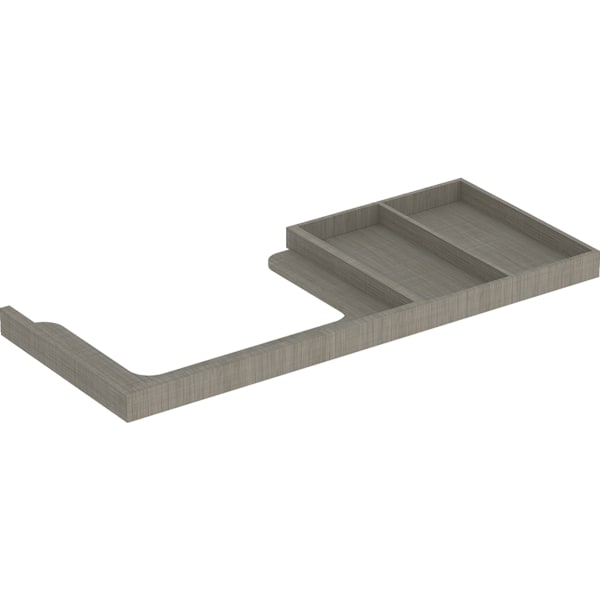 Geberit WT-Rahmen f. Citterio US m. Glaspl. m. Ablagefl. re, Breite 118cm, graubraun