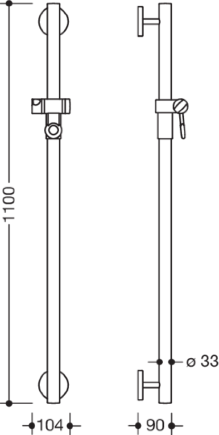 HEWI Br.H.Stg.,L:1100, m.Br.H. schwarzer Punkt signalweiß