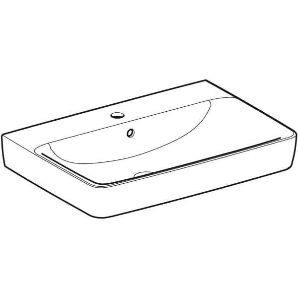 Geberit Renova Plan Aufsatzwaschtisch 70x48cm m. Hahnloch, m. Ül., weiß, KeraTect