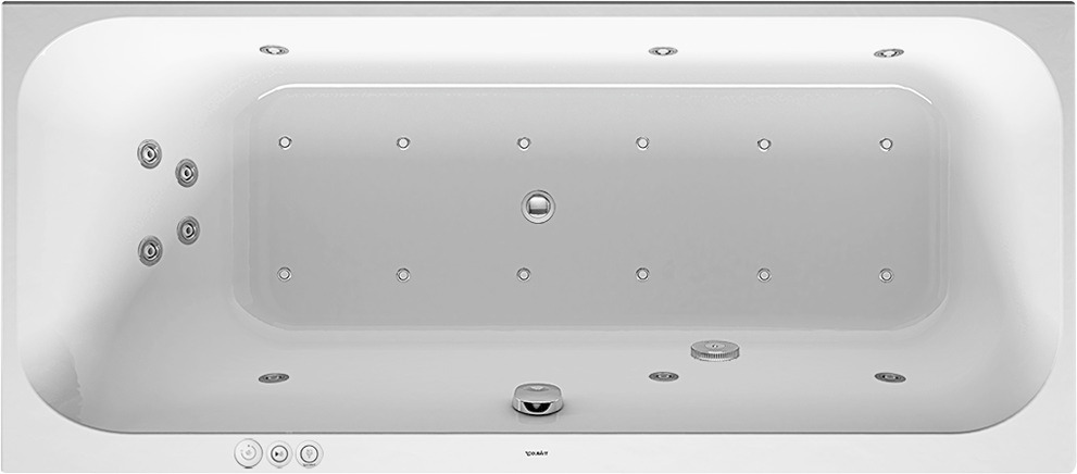 Duravit Whirlwanne Happy D.2 1600x700mm Einbauv. R-Schräge li. Combi P, weiß