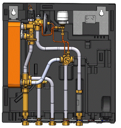 Danfoss Wohnungsstation Evoflat WSS 2 E ohne Heizung, 49kW, Dämmhaube