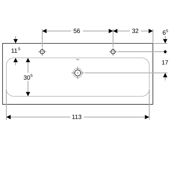 Geberit iCon Light Waschtisch 120x48cm zwei Hahnlöcher, m. Ül., weiß, KeraTect