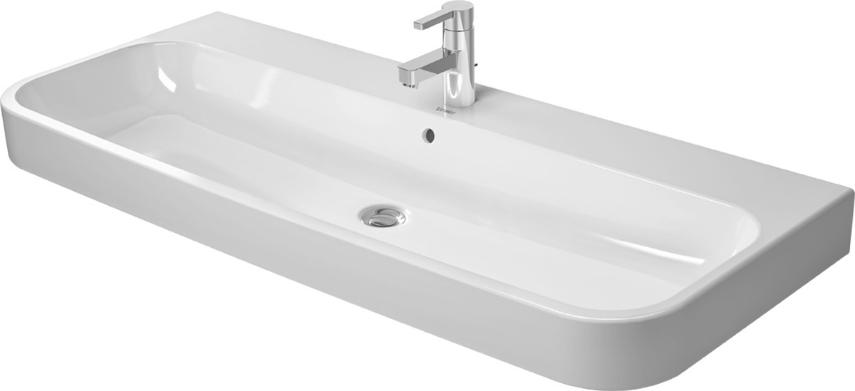DU Möbelwaschtisch Happy D.2 1200 mm m.ÜL, m.HLB, 2 HL, 1 Becken, weiß