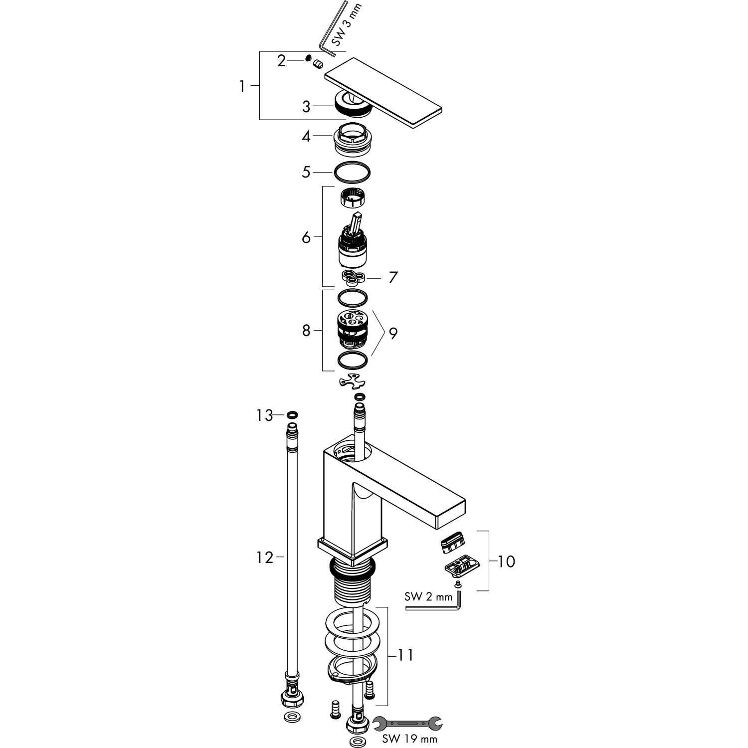 Hansgrohe WTM 110 Tecturis E ohne Ablaufgarnitur chrom