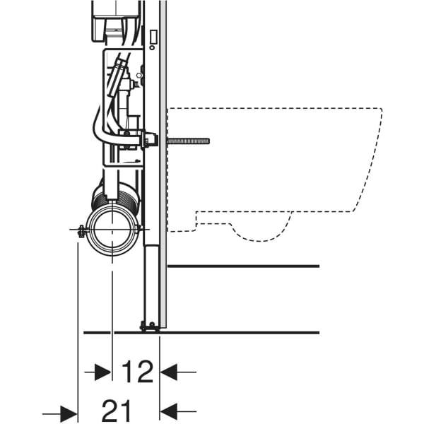 Geberit Duofix Element f. WWC, 112 cm Sigma UP-SPK 12cm, BF, Stütz/Haltegriffe