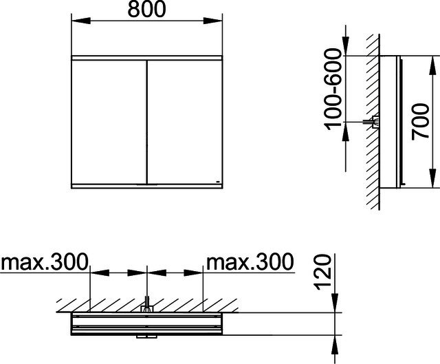 KEUCO Royal Modular 2.0 SPS, DALI 80022, Vorb,2Steckd,sb-elox,800x700x120mm