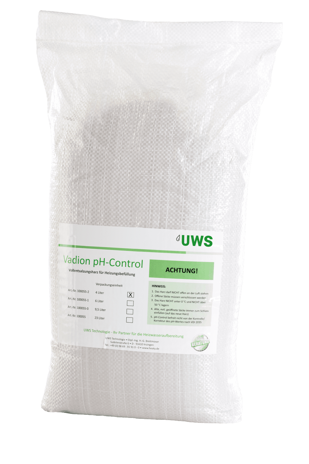 UWS Nachfüllpack Vadion pH-Control 4ltr. Füllung zu Heaty Mobile, 100055-2