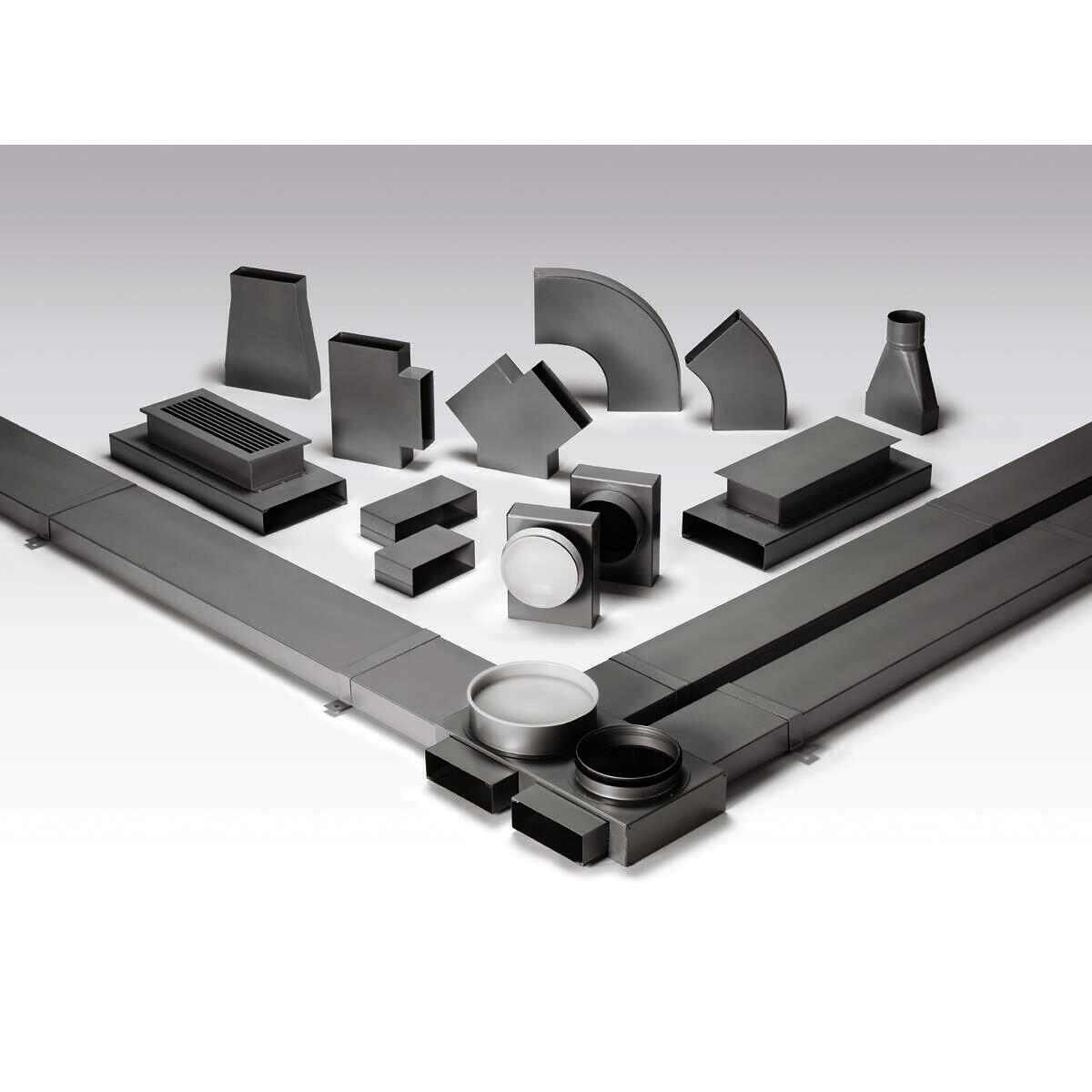 Helios FK-RA 200/150 Flachkanal Reduz. asymetr., v. 200 auf 150 mm, Stahl verz. Helios FK-RA 200/150 Flachkanal Reduz. asymetr., v. 200 auf 150 mm, Stahl verz.