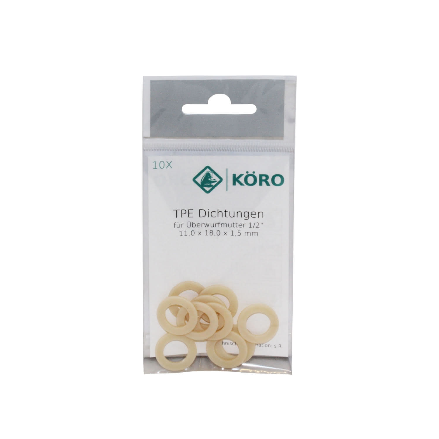 KÖRO 5x KöroTPE-Ring 10x18x2mm m. Lippen f.Br-Schlauch 1/2", KTW, W270, WRAS, ACS