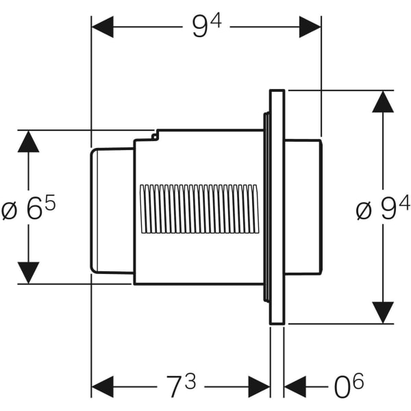 Geberit Typ 01 Fernbetätigung, pneumatisch 2-Mengen-Sp.,UP-Drücker, vorragend, weiß