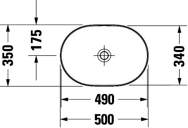 DU Aufsatzbecken Luv 500x350mm geschliffen, o.ÜL, o.HLB, weiß, WGL