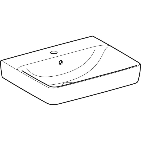 Geberit Renova Plan Aufsatzwaschtisch 60x48cm m. Hahnloch, m. Ül., weiß, KeraTect