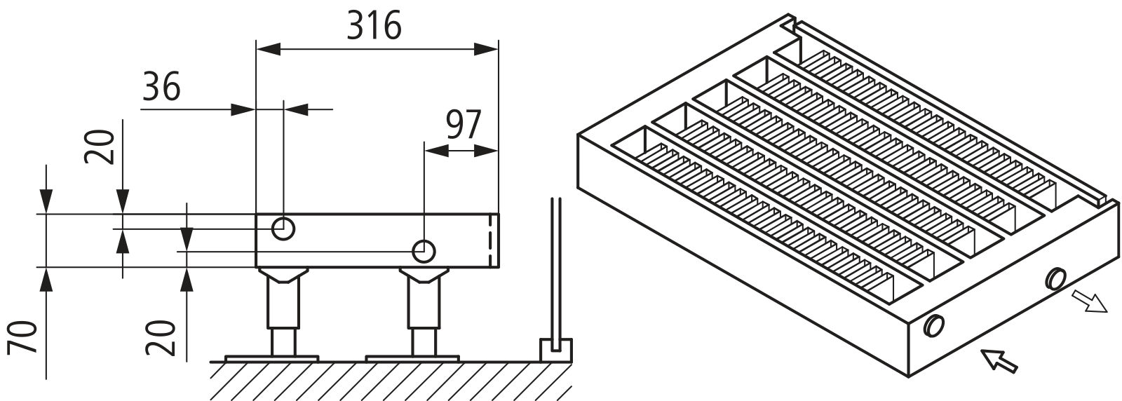 Kermi Kon m. Str. Typ55 BH280x316x2800 QN8036, weiß, 6bar, o. Abd., AB Uni.