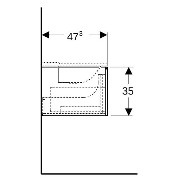 Geberit Xeno2 Unterschrank f. WT aus VARICOR m. 2 Hl., 159,5x35x47,3cm, sculturagrau