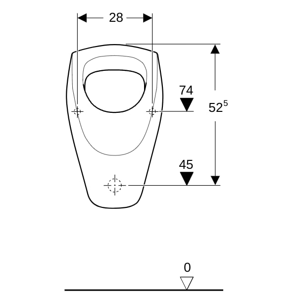 Geberit Renova Urinal, Zulauf von oben Abgang nach hinten oder unten, weiß Tect