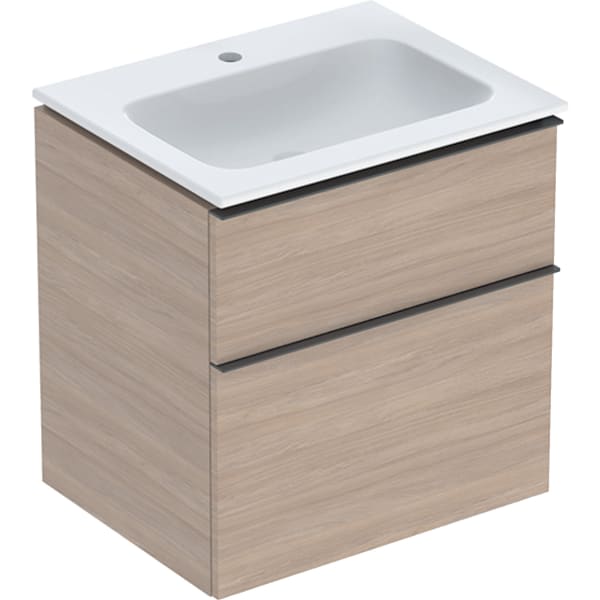 Geberit iCon Set MWT m. US, 2 Schubl. 60x63x48cm, Eiche/Gr. lava/Tect