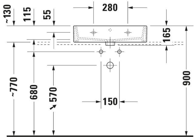 DU Waschtisch Vero Air 600mm m.ÜL, m.HLB, 1 HL, geschl., weiß, WG