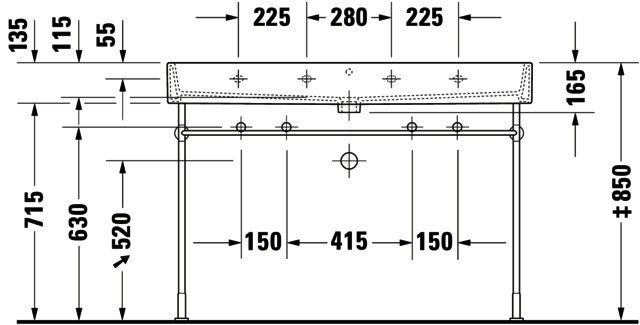 DU Metallkonsole Vero für 045412, höhenverstellbar, chrom