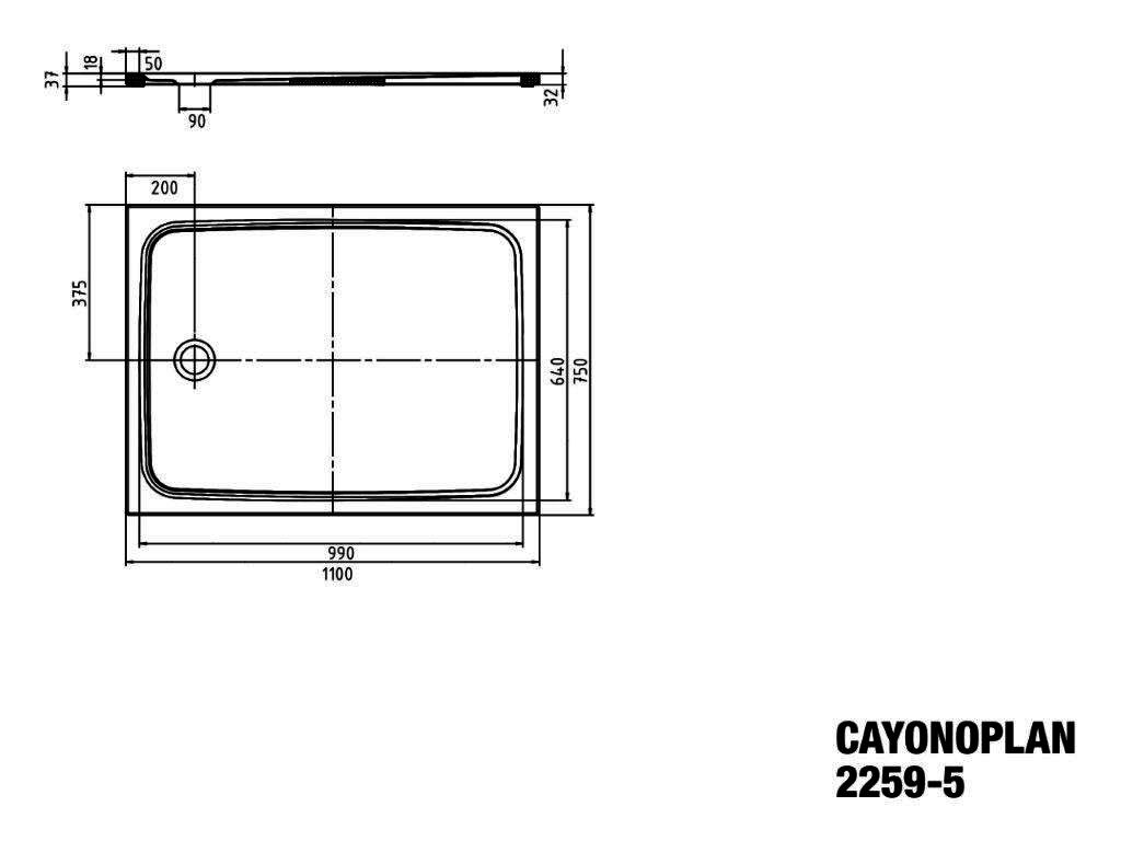 KA DW CAYONOPLAN Mod.2259-5,750x1100mm, alpwe,PEFF,Wt extrafl.