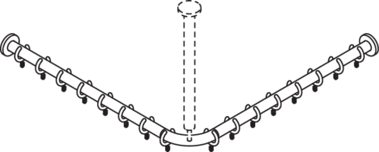 HEWI Vorhangstange Ser 801, L-Form, Sonderanf. (220-1983),Kst. reinweiß