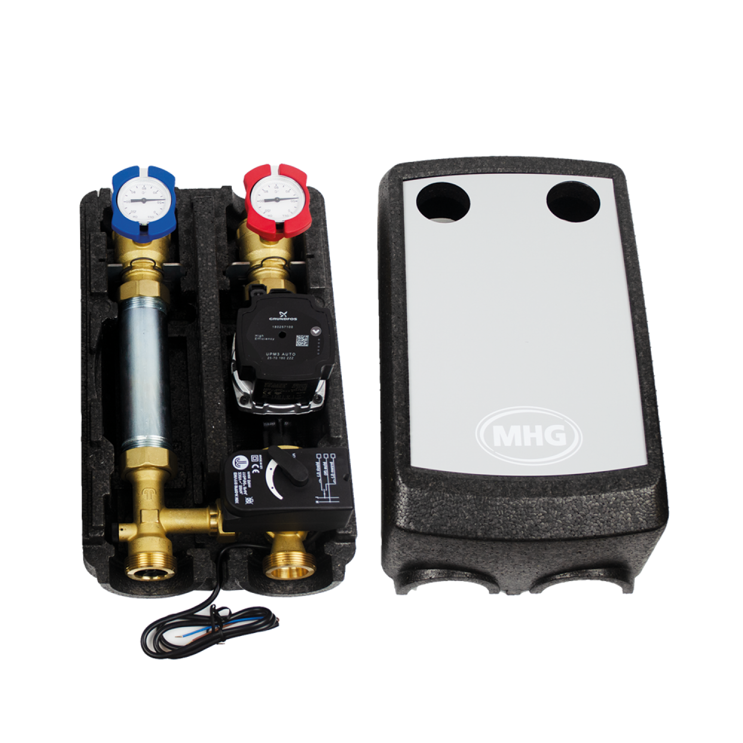 MHG Pumpengruppe DN25, gemischt VL rechts, UPM3, progressiver Mischer