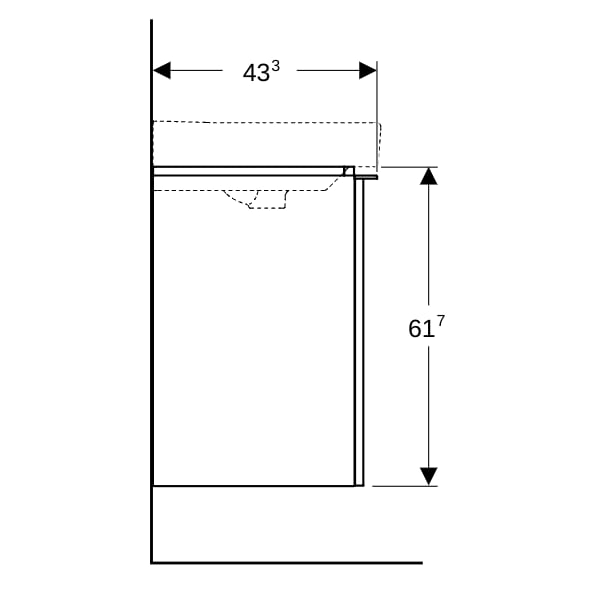Geberit Smyle US für WT, eckig, m. 1 Tür re 53,6x61,7x43,3cm, lava