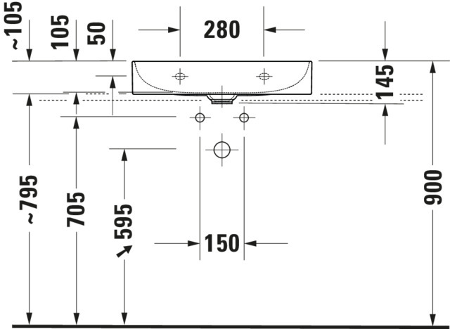 DU Möbel-WT compact DuraSquare 600mm o.ÜL,mit HLB,1.HL,weiß,WG, geschliffen