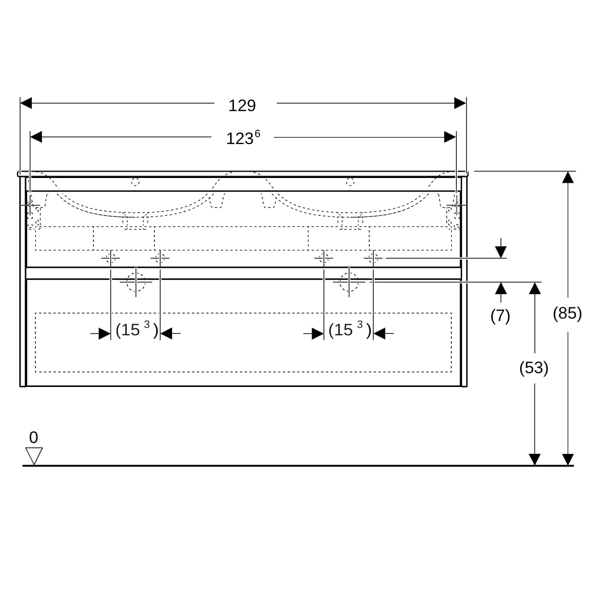 Geberit Renova Plan Set DMWT m. US, 2 Schubl. 130x62,1x48cm, sandgrau/l. seidenmatt